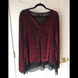 Velvet and Chiffon burnout blouse